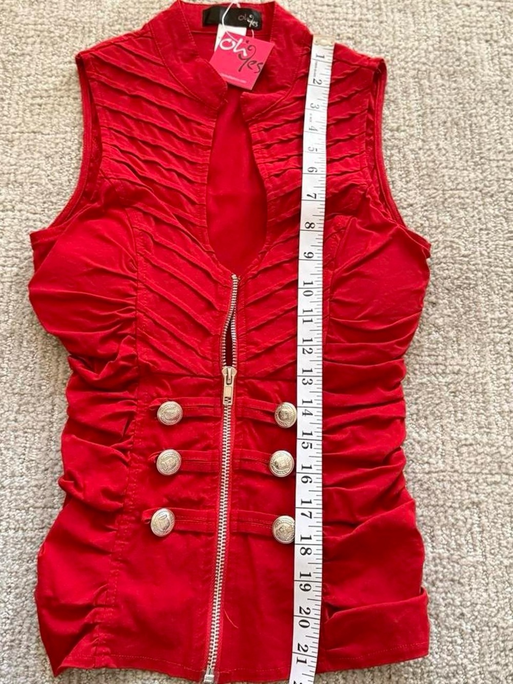 Oh Yes Red Zip-Up Ruched Top 🔥 - Picture 7 of 7